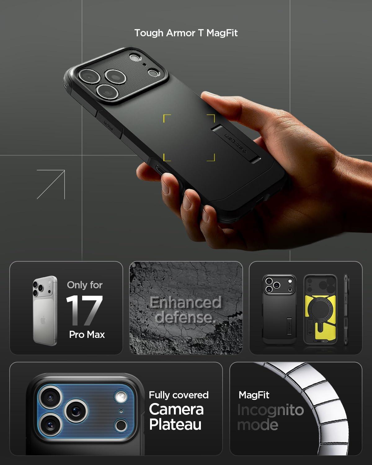 imageSpigen for iPhone 17 Pro Max Case Tough Armor T MagFit Camera Control Button Compatible with Magsafe GunmetalATBlack