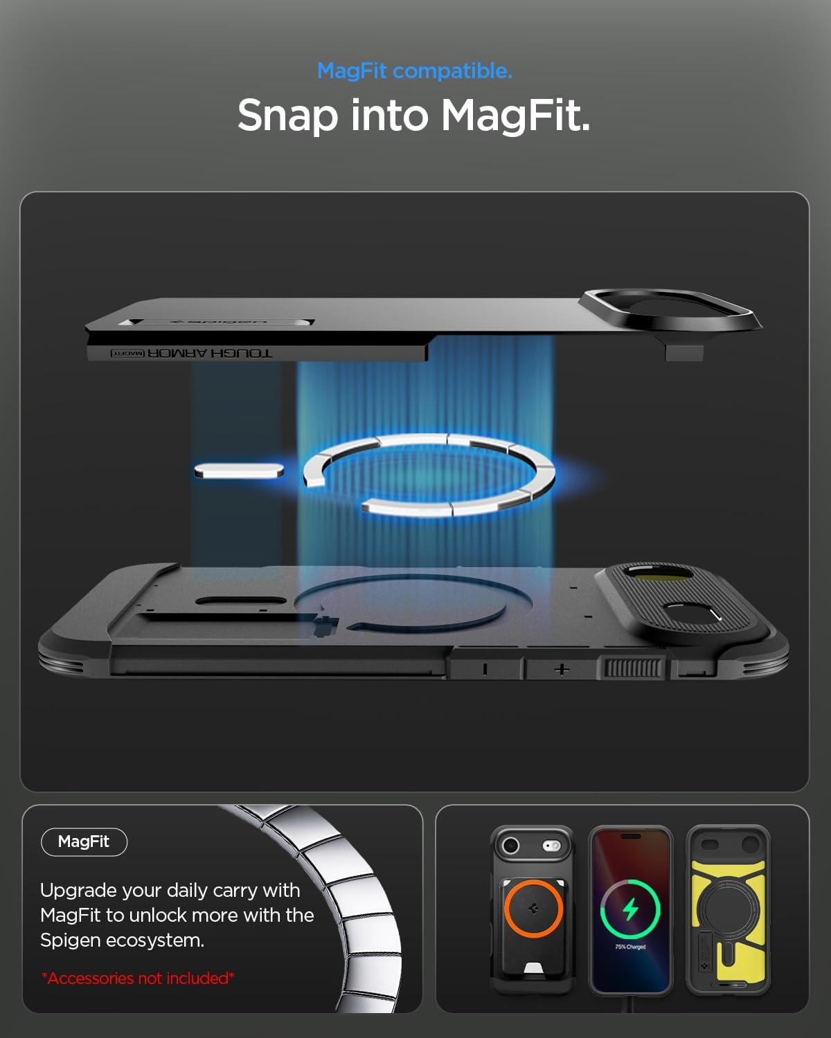 imageSpigen for iPhone 17 Pro Max Case Tough Armor T MagFit Camera Control Button Compatible with Magsafe GunmetalATBlack