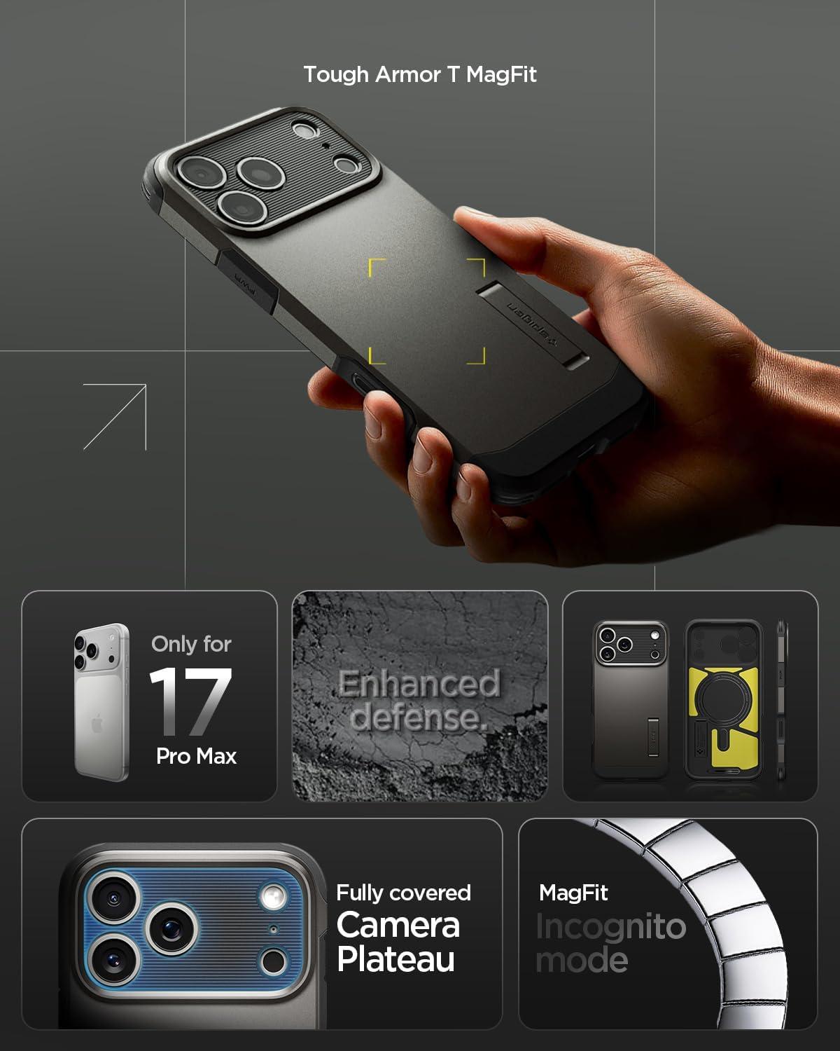 imageSpigen for iPhone 17 Pro Max Case Tough Armor T MagFit Camera Control Button Compatible with Magsafe GunmetalATGunmetal