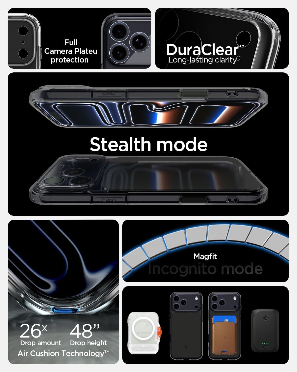 imageSpigen for iPhone 17 Pro Max Case Ultra Hybrid T MagFit Camera Control Button Compatible with Magsafe Glossy OrangeMatte Black