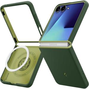 Spigen for Galaxy Z Flip 7 Case, Nano Pop MagFit [Fast Wireless Charging/Magnet for Galaxy] – Blueberry Navy(Avo Green)