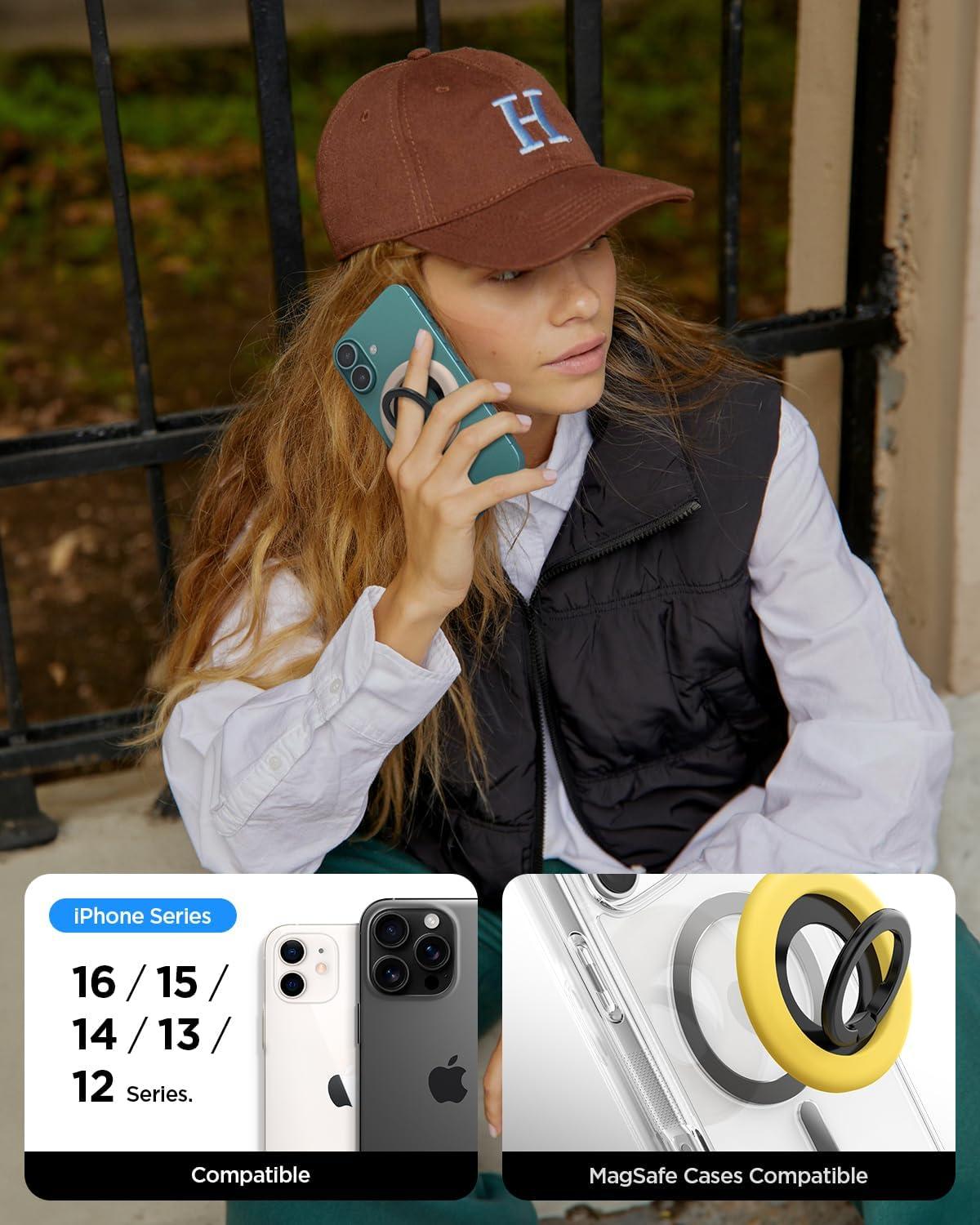 imageSpigen for MagSafe Phone Grip NanoPop Compatible with iPhone 171615141312 AirProPro Max Pixel 10 Series Pixelsnap amp More Magnetic Adjustable Phone Holder Ring Kickstand Coconut BeigeMango Yellow