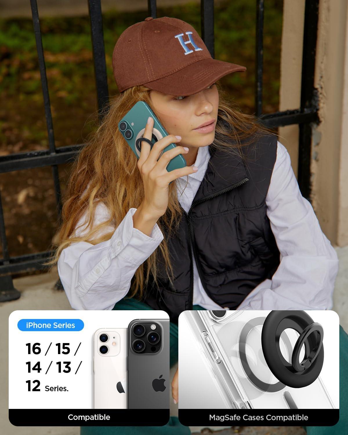 imageSpigen for MagSafe Phone Grip NanoPop Compatible with iPhone 171615141312 AirProPro Max Pixel 10 Series Pixelsnap amp More Magnetic Adjustable Phone Holder Ring Kickstand Coconut BeigeBlack Sesame