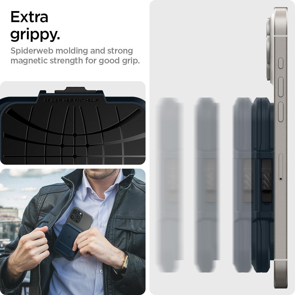 imageSpigen for MagSafe Wallet Heavy Duty Hardshell Magnetic Card Holder Compatible with iPhone 171615141312 Pixel 10 Series MagSafeCases Pixelsnap Holds 5678 CardsMetal Slate