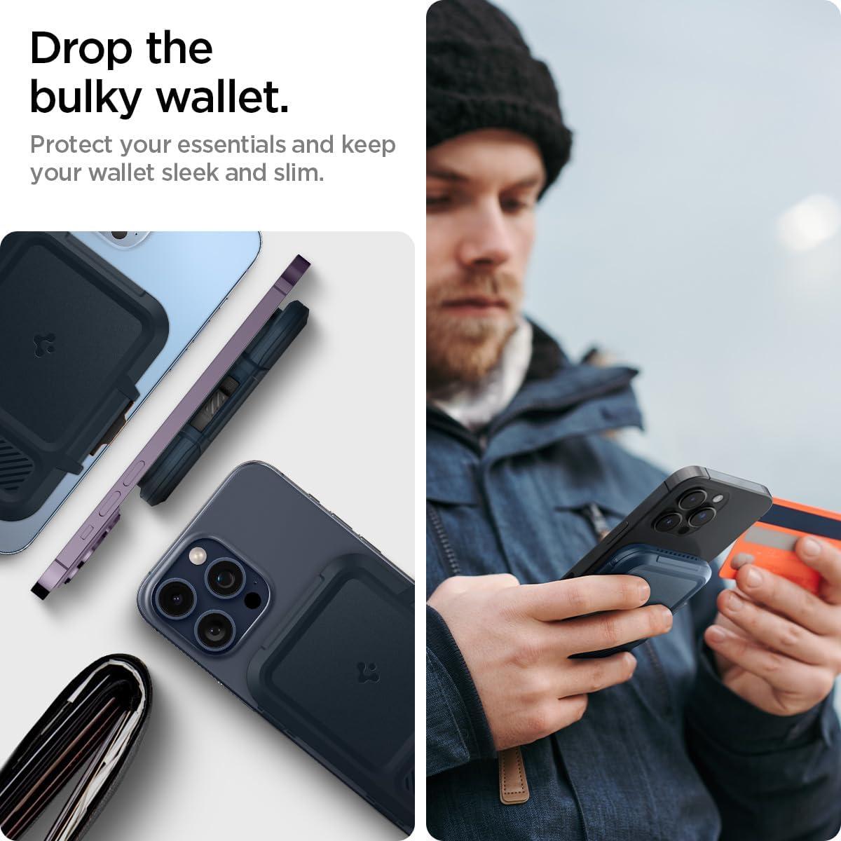 imageSpigen for MagSafe Wallet Heavy Duty Hardshell Magnetic Card Holder Compatible with iPhone 171615141312 Pixel 10 Series MagSafeCases Pixelsnap Holds 5678 CardsMetal Slate