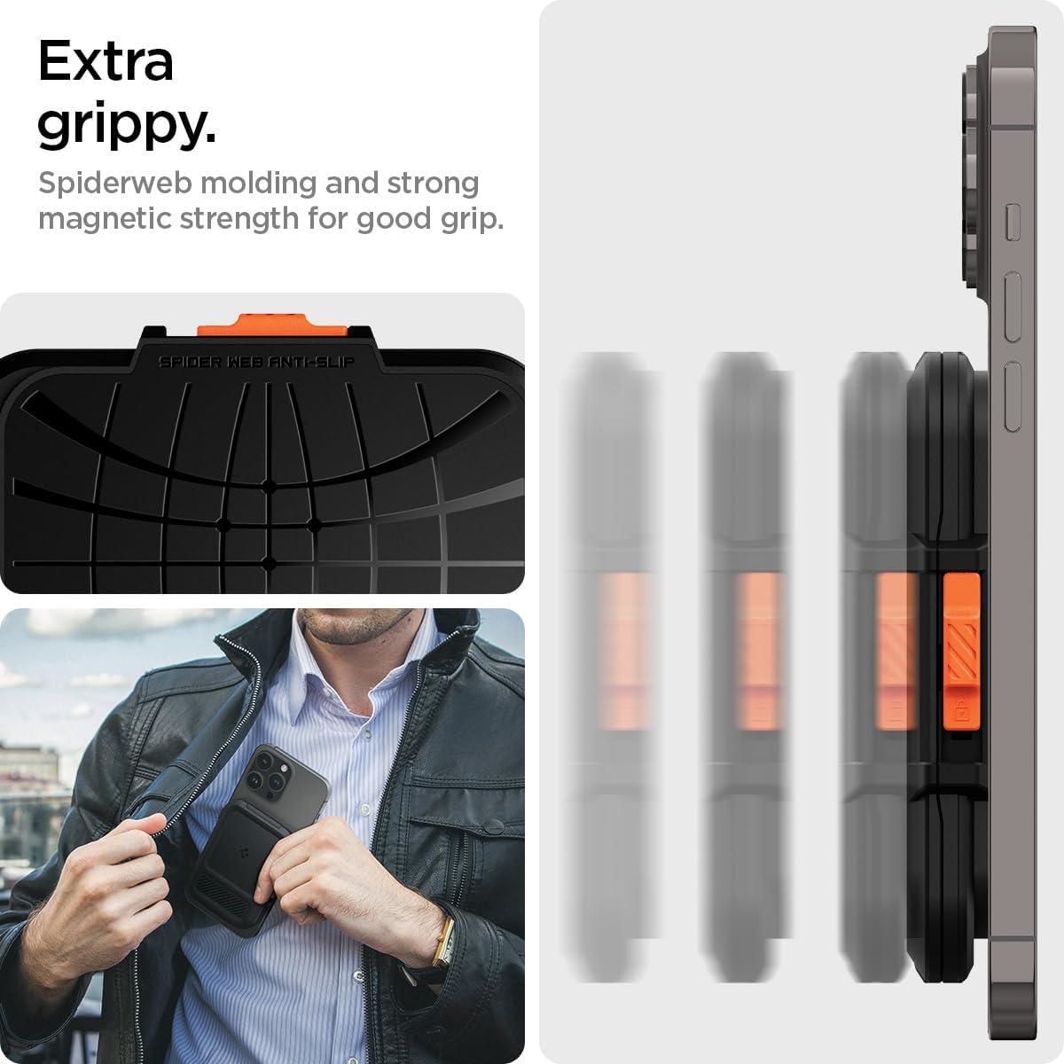 imageSpigen for MagSafe Wallet Heavy Duty Hardshell Magnetic Card Holder Compatible with iPhone 171615141312 Pixel 10 Series MagSafeCases Pixelsnap Holds 5678 CardsBlack LF