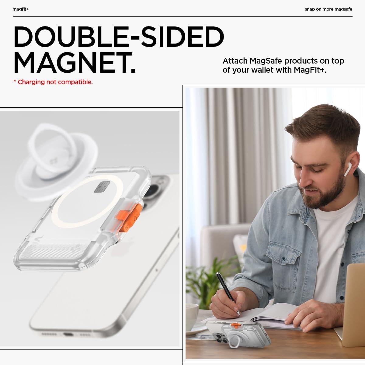 imageSpigen for MagSafe Wallet Heavy Duty Hardshell Magnetic Card Holder Compatible with iPhone 171615141312 Pixel 10 Series MagSafeCases Pixelsnap Holds 5678 CardsFrost Clear TT
