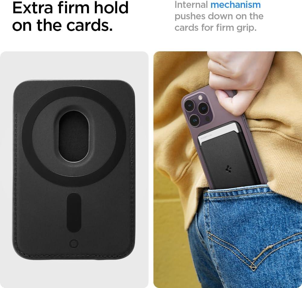 imageSpigen for MagSafe Wallet Holds 2 Cards MagFit Compatible with iPhone 171615141312 Models Pixel 10 Series MagSafeCases Pixelsnap and More Card Holder PU Brown 2CardsPU Black