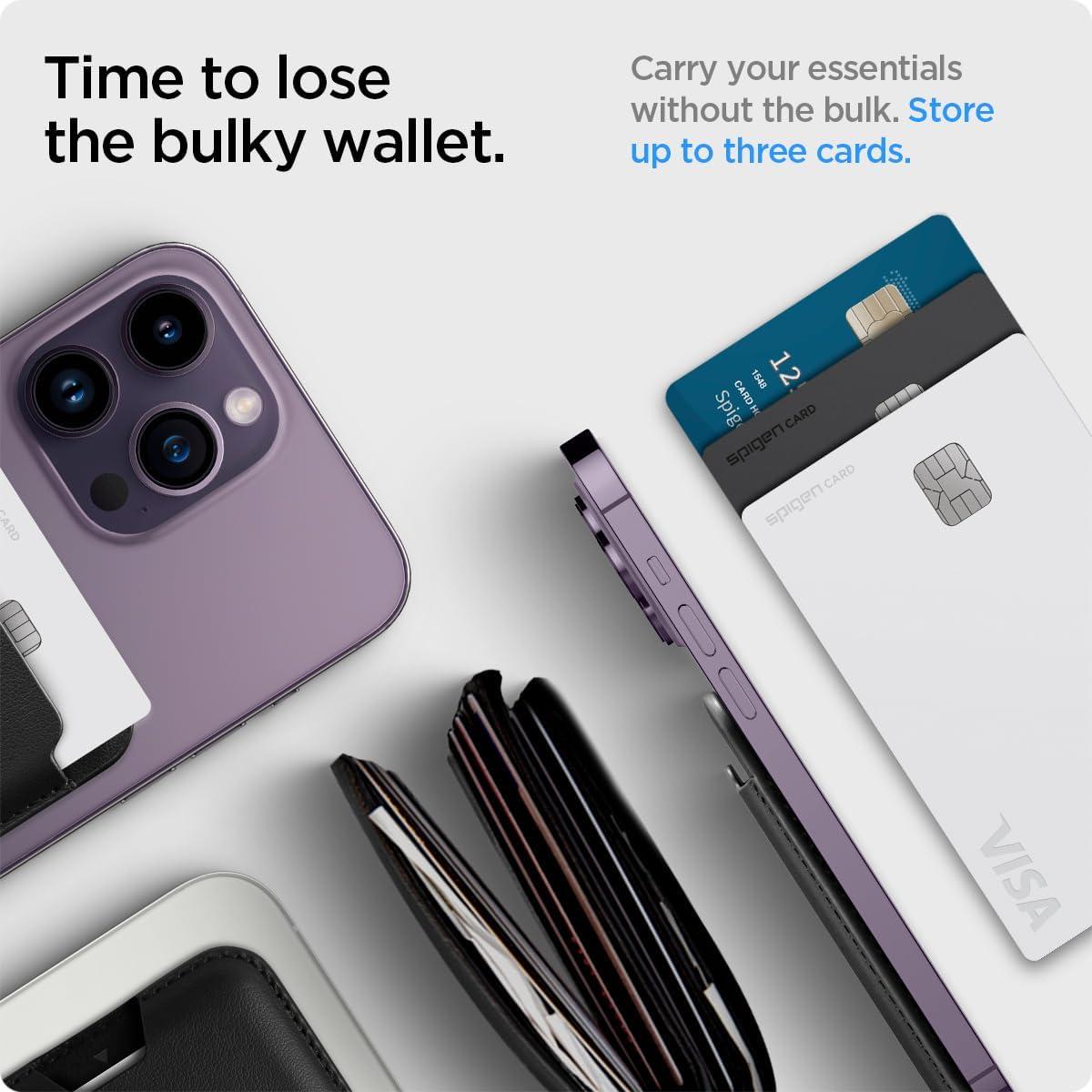 imageSpigen for MagSafe Wallet Holds 2 Cards MagFit Compatible with iPhone 171615141312 Models Pixel 10 Series MagSafeCases Pixelsnap and More Card Holder PU Brown 2CardsPU Black