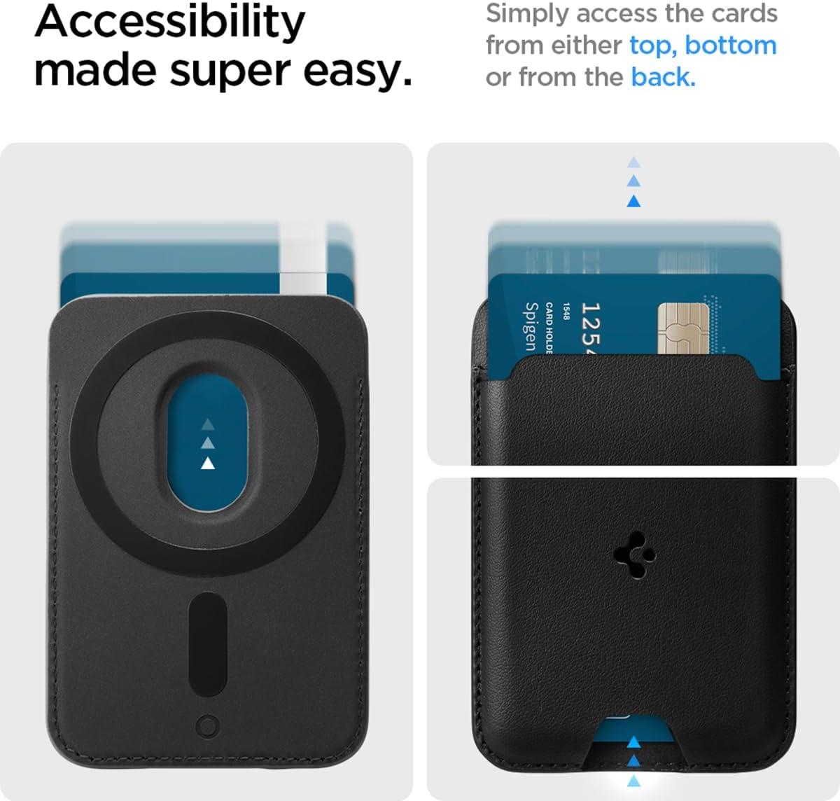 imageSpigen for MagSafe Wallet Holds 2 Cards MagFit Compatible with iPhone 171615141312 Models Pixel 10 Series MagSafeCases Pixelsnap and More Card Holder PU Brown 2CardsPU Black