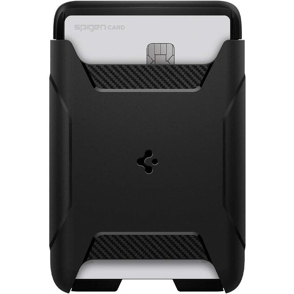 imageSpigen Rugged Armor 2Cards MagFit Magnetic Wallet Card Holder Designed for MagSafe Compatible with iPhone 1615141312 Models Matte Black2Cards