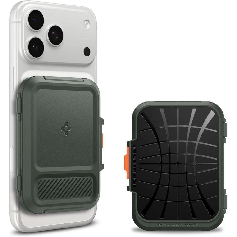 imageSpigen for MagSafe Wallet Heavy Duty Hardshell Magnetic Card Holder Compatible with iPhone 171615141312 Pixel 10 Series MagSafeCases Pixelsnap Holds 5678 CardsMilitary Green