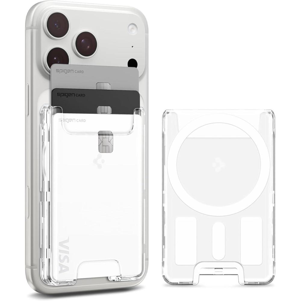 imageSpigen for MagSafe Wallet Holds 3 Cards Compatible with iPhone 171615141312 Pixel 10 Series MagSafeCase Pixelsnap and Plaud Note Transparent Card Holder  Classic C1 GraphiteCrystal Clear