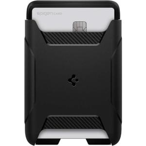 Spigen Rugged Armor 2-Cards (MagFit) Magnetic Wallet Card Holder Designed for MagSafe Compatible with iPhone 16/15/14/13/12 Models – Matte Black(2-Cards)