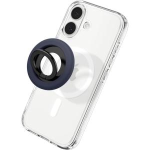 Spigen for MagSafe Phone Grip, NanoPop Compatible with iPhone 17/16/15/14/13/12 Air/Pro/Pro Max, Pixel 10 Series, Pixelsnap & More Magnetic Adjustable Phone Holder Ring Kickstand – Coconut Beige(Blueberry Navy)