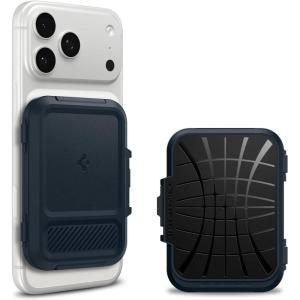 Spigen for MagSafe Wallet, Heavy Duty Hardshell Magnetic Card Holder Compatible with iPhone 17/16/15/14/13/12 Pixel 10 Series MagSafe-Cases Pixelsnap Holds 5-6/7-8 Cards(Metal Slate)