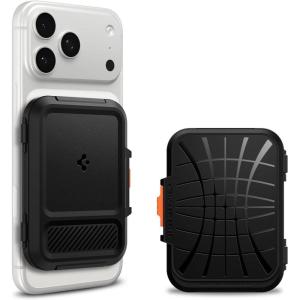 Spigen for MagSafe Wallet, Heavy Duty Hardshell Magnetic Card Holder Compatible with iPhone 17/16/15/14/13/12 Pixel 10 Series MagSafe-Cases Pixelsnap Holds 5-6/7-8 Cards(Black (LF))