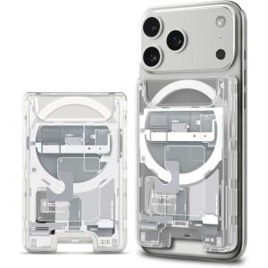 Spigen for MagSafe Wallet, Holds 3 Cards, Compatible with iPhone 17/16/15/14/13/12, Pixel 10 Series, MagSafe-Case, Pixelsnap, and Plaud Note, Transparent Card Holder – Classic C1 Graphite(Zero One White)
