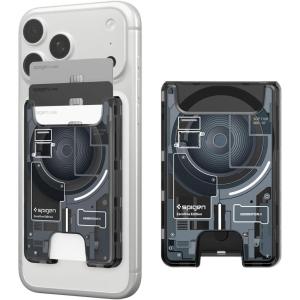 Spigen for MagSafe Wallet, Holds 3 Cards, Compatible with iPhone 17/16/15/14/13/12, Pixel 10 Series, MagSafe-Case, Pixelsnap, and Plaud Note, Transparent Card Holder – Classic C1 Graphite(Zero One Black Ver 2)