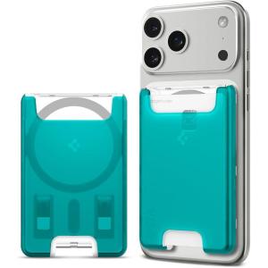 Spigen for MagSafe Wallet, Holds 3 Cards, Compatible with iPhone 17/16/15/14/13/12, Pixel 10 Series, MagSafe-Case, Pixelsnap, and Plaud Note, Transparent Card Holder – Classic C1 Graphite(Classic C1 Bondi Blue)