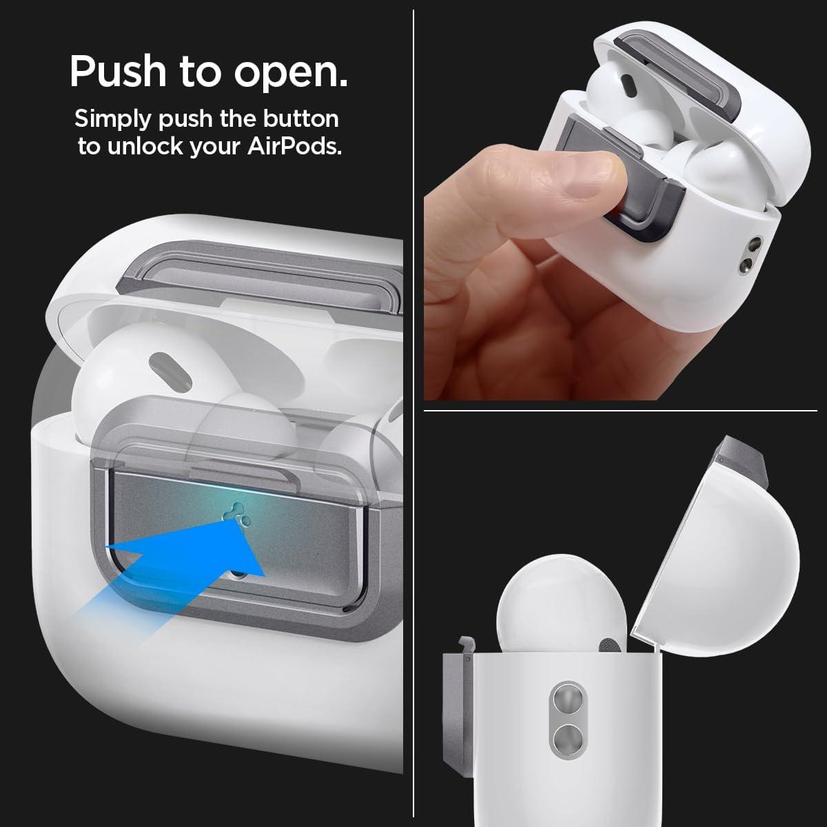 imageSpigen Lock Fit M EZ FIT Locking Device Compatible with AirPods Pro Case 1st and 2nd Generation with Lanyard Installation Kit Included Charging Case Not Included WhiteGray