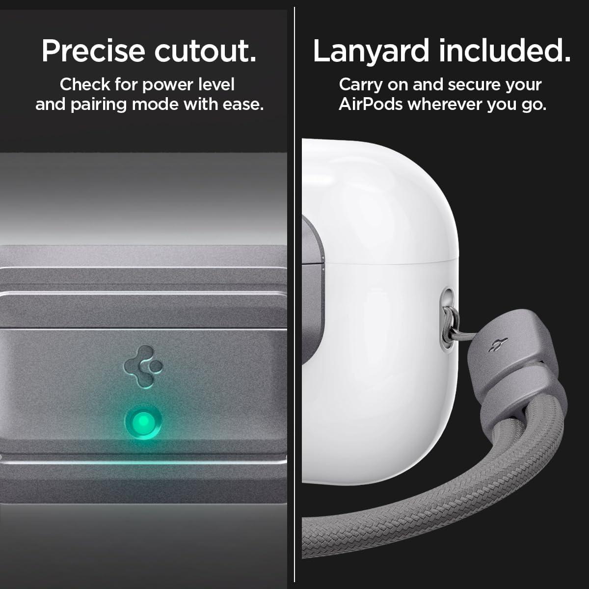 imageSpigen Lock Fit M EZ FIT Locking Device Compatible with AirPods Pro Case 1st and 2nd Generation with Lanyard Installation Kit Included Charging Case Not Included WhiteGray