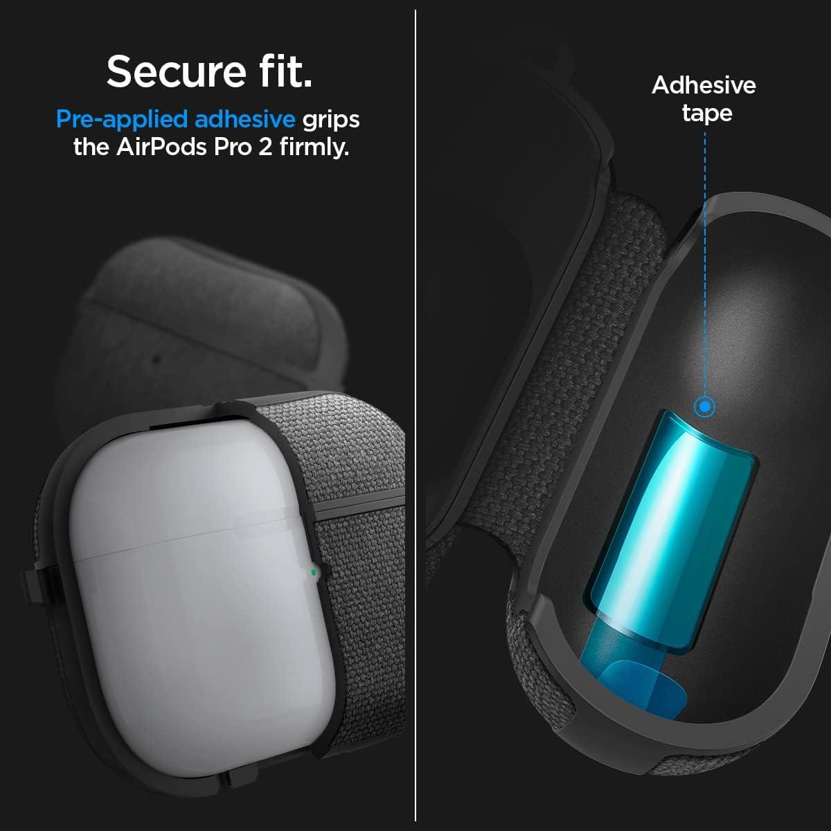 imageSpigen Urban Fit Designed for AirPods Pro 2nd Generation Case 20222023 USBCLightning Cable Premium Fabric Cover with Carabiner Black