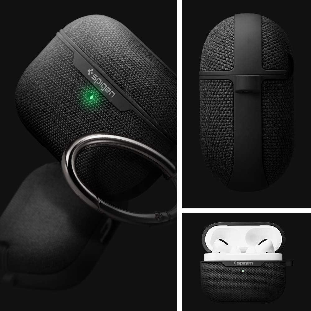 imageSpigen Urban Fit Designed for AirPods Pro Case 2019 Premium Fabric Cover with Carabiner BlackBlack