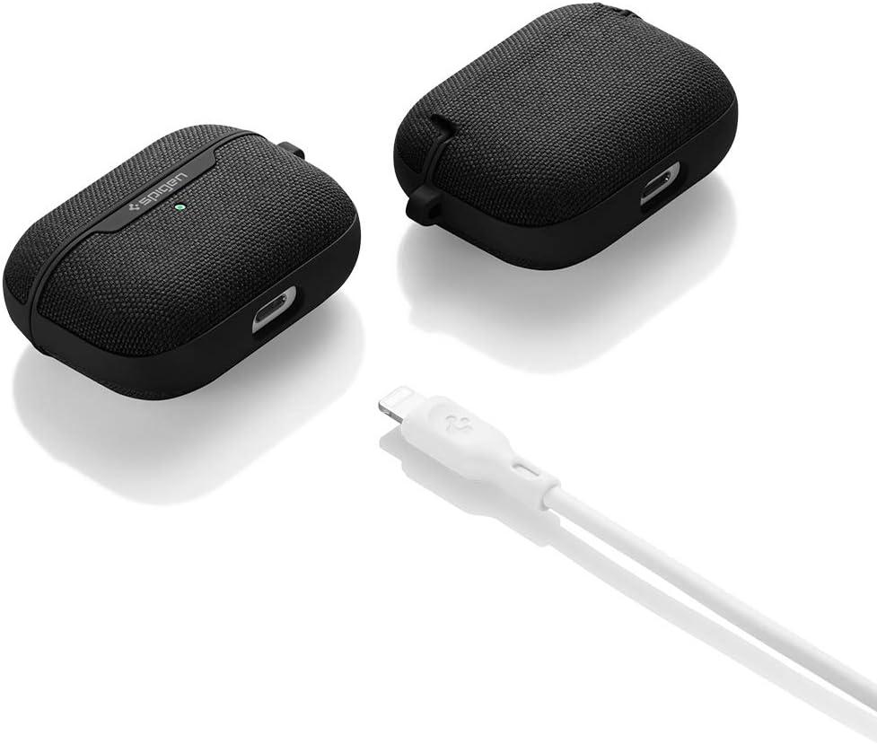 imageSpigen Urban Fit Designed for AirPods Pro Case 2019 Premium Fabric Cover with Carabiner BlackBlack