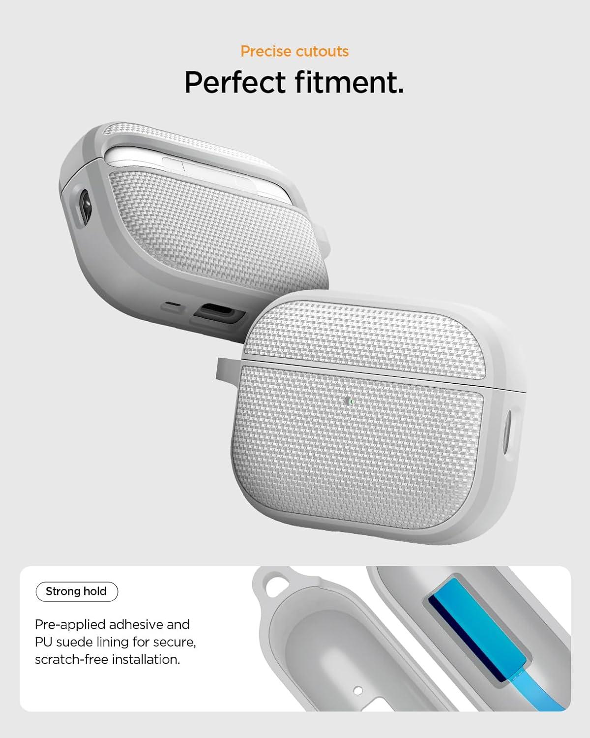 imageSpigen for AirPods Pro 3 Case Classic Fit Compatible with AirPods Pro 3rd Generation Case 2025 Premium Fabric Cover with Carabiner BlackHeather Gray