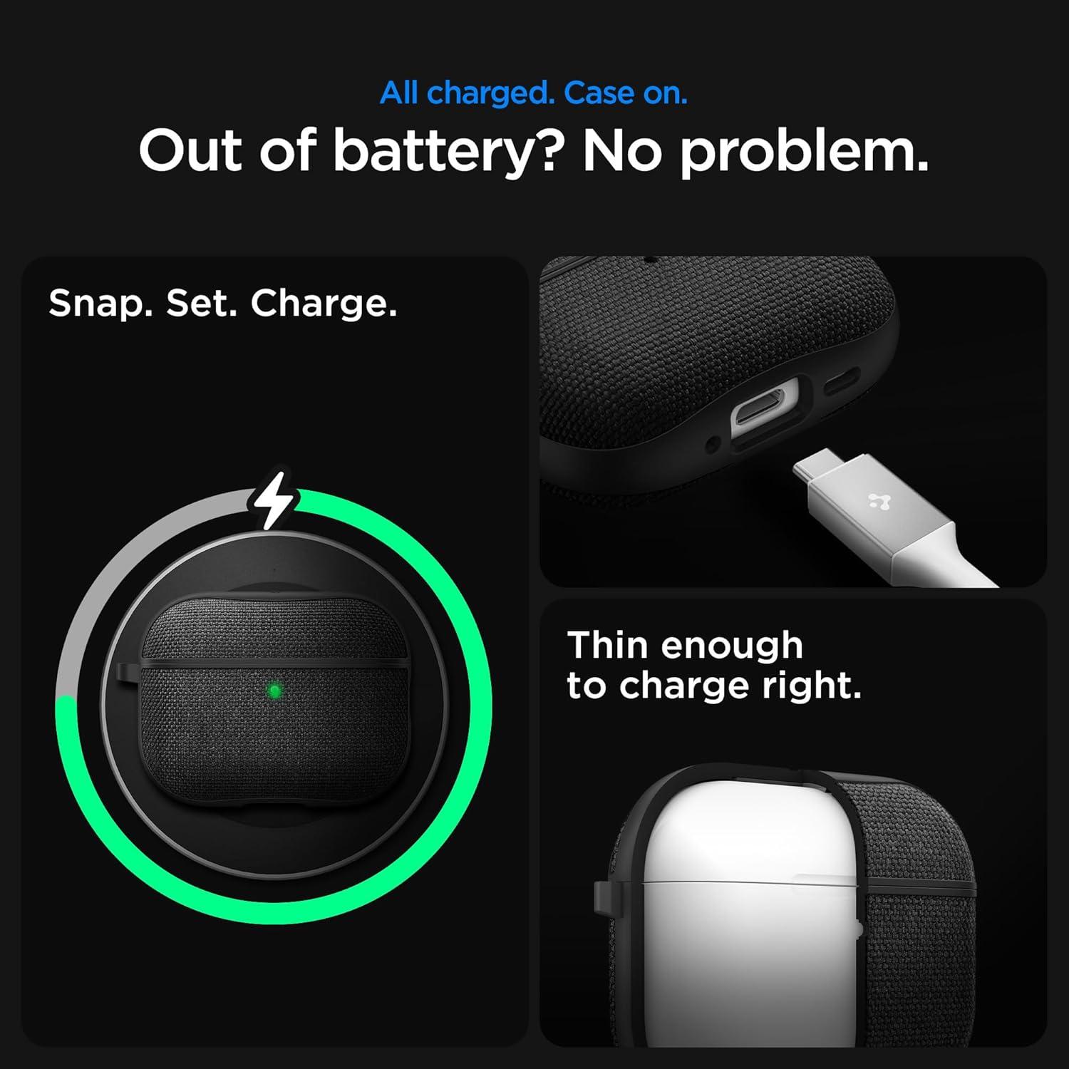 imageSpigen for AirPods Pro 3 Case Urban Fit Compatible with AirPods Pro 3rd Generation Case 2025 Premium Fabric Cover with Carabiner Matte Black