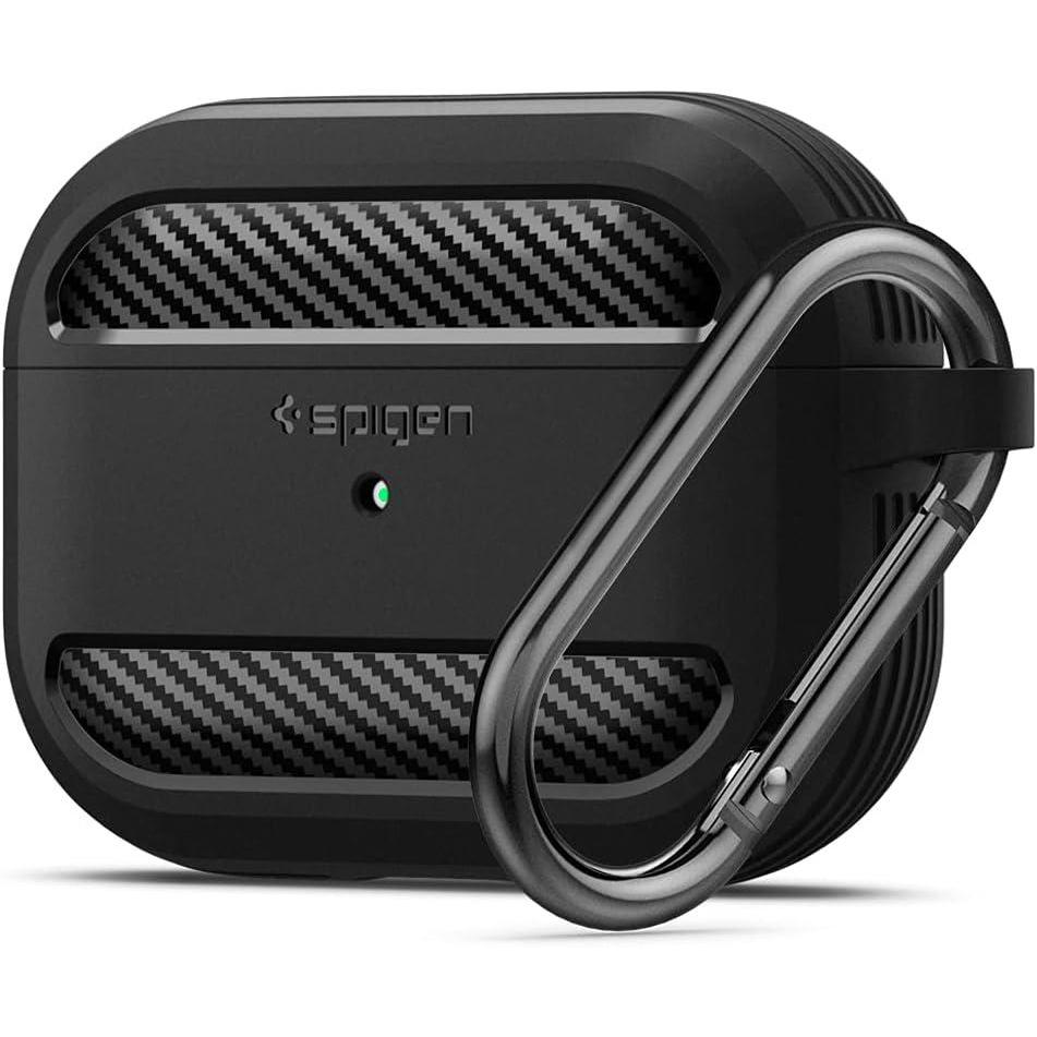 imageSpigen Rugged Armor Designed for AirPods Pro Case 2019 Drop Protection Cover with Carabiner  Matte BlackMatte Black