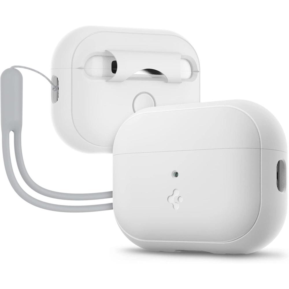 imageSpigen Silicone Fit Designed for AirPods Pro 2nd Generation Case 20222023 USBCLightening Cable Lanyard Included  BlackPhantom GreenWhite Case  Gray Strap