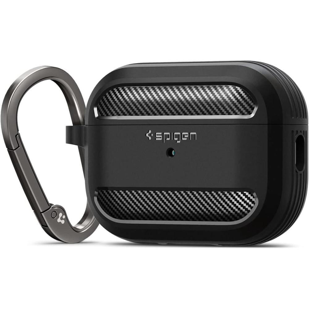 imageSpigen for AirPods Pro 3 Case Rugged Armor Compatible with AirPods Pro 3rd Generation Case 2025 Shockproof Protective Cover with Carabiner Matte BlackMatte Black
