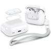 Spigen Lock Fit M [EZ FIT] Locking Device Compatible with AirPods Pro Case (1st and 2nd Generation) with Lanyard [Installation Kit Included] Charging Case Not Included – White(White)