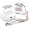 Spigen Lock Fit M [EZ FIT] Locking Device Compatible with AirPods Pro Case (1st and 2nd Generation) with Lanyard [Installation Kit Included] Charging Case Not Included – White(Starlight)