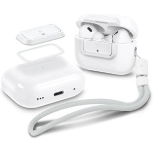 Spigen Lock Fit M [EZ FIT] Locking Device Compatible with AirPods Pro Case (1st and 2nd Generation) with Lanyard [Installation Kit Included] Charging Case Not Included – White(White)