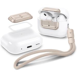 Spigen Lock Fit M [EZ FIT] Locking Device Compatible with AirPods Pro Case (1st and 2nd Generation) with Lanyard [Installation Kit Included] Charging Case Not Included – White(Starlight)