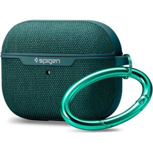 Spigen Urban Fit Designed for AirPods Pro Case (2019) Premium Fabric Cover with Carabiner – Black(Midnight Green)