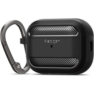 Spigen for AirPods Pro 3 Case, Rugged Armor Compatible with AirPods Pro 3rd Generation Case (2025), Shockproof Protective Cover with Carabiner – Matte Black(Matte Black)