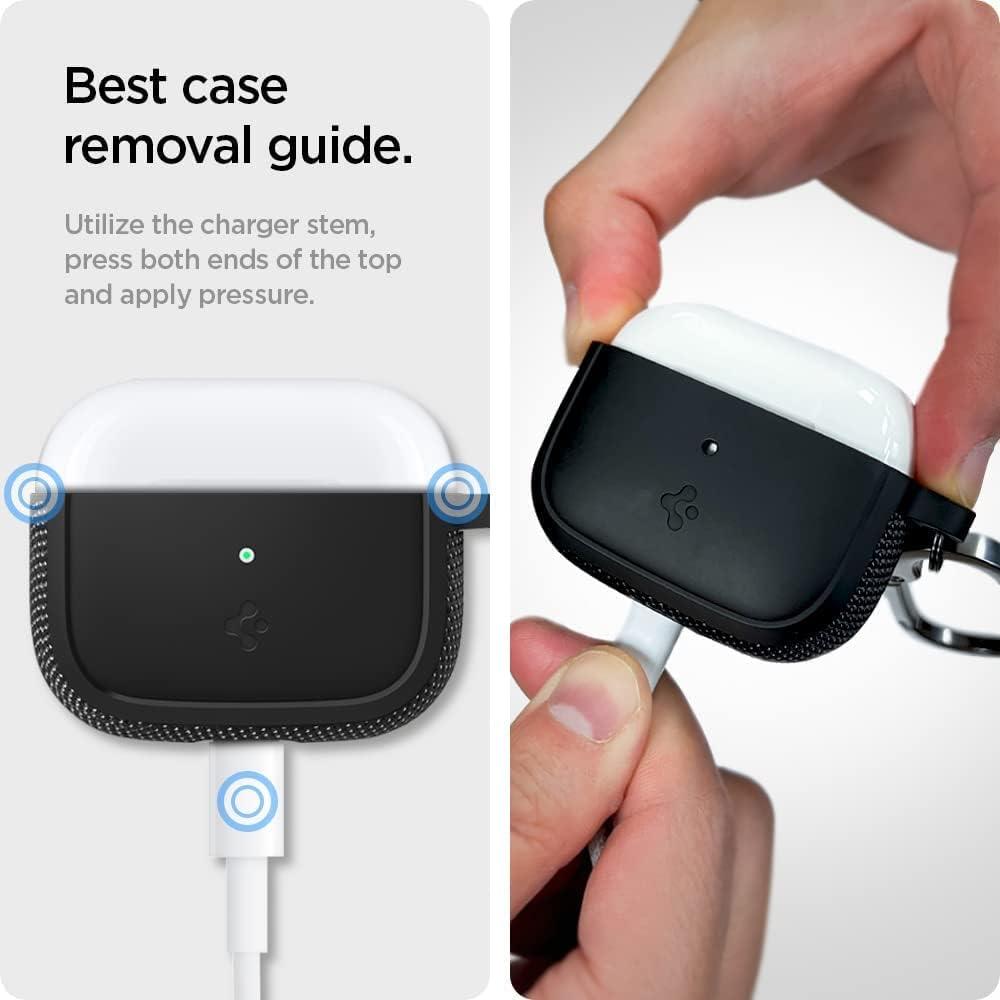 imageSpigen Rugged Armor Designed for Airpods 3rd Generation Case 2021 DropProtection Cover with Keychain Matte BlackMatte Black