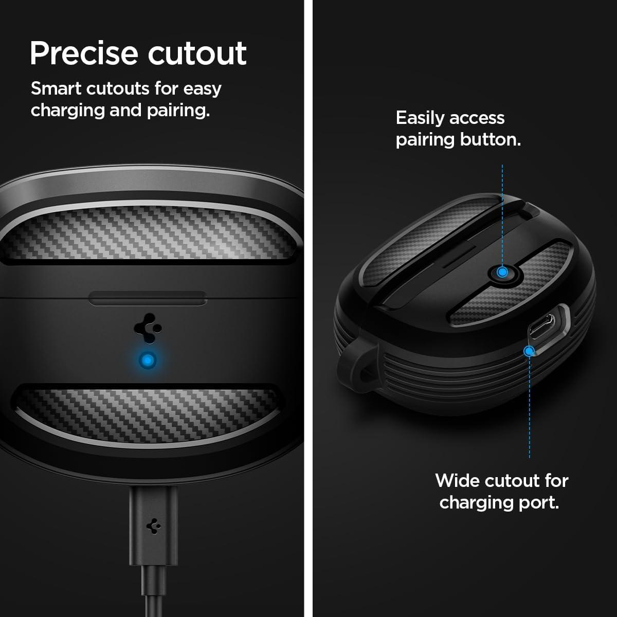 imageSpigen Rugged Armor Designed for Bose Ultra Open Earbuds 2024 Protective Case with Carabiner Matte BlackMatte Black