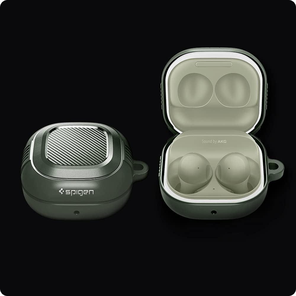 imageSpigen Rugged Armor Designed for Galaxy Buds Core 2025 FE 2023 Buds2 Pro 2022 Buds 2 2021 Buds Pro 2021 Buds Live 2020 Shockproof Protective Cover Matte BlackGreen