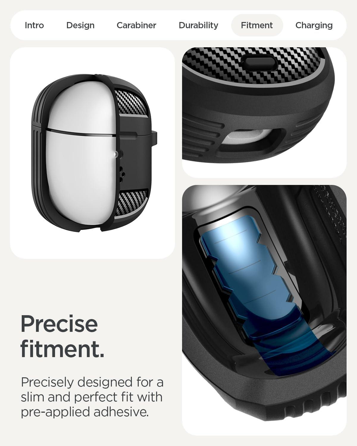 imageSpigen Rugged Armor Designed for Google Pixel Buds Pro 2 2024 and Pro 1 2022 Case Cover with Keychain Matte BlackMatte Black