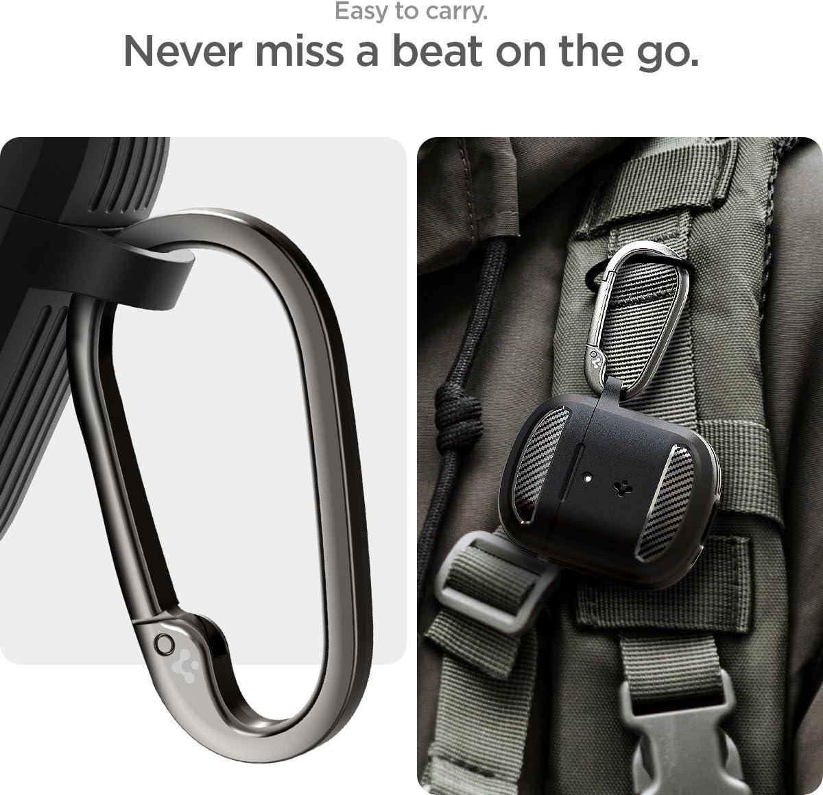 imageSpigen Rugged Armor Designed for Google Pixel Buds Pro 2 2024 and Pro 1 2022 Case Cover with Keychain Matte BlackMatte Black