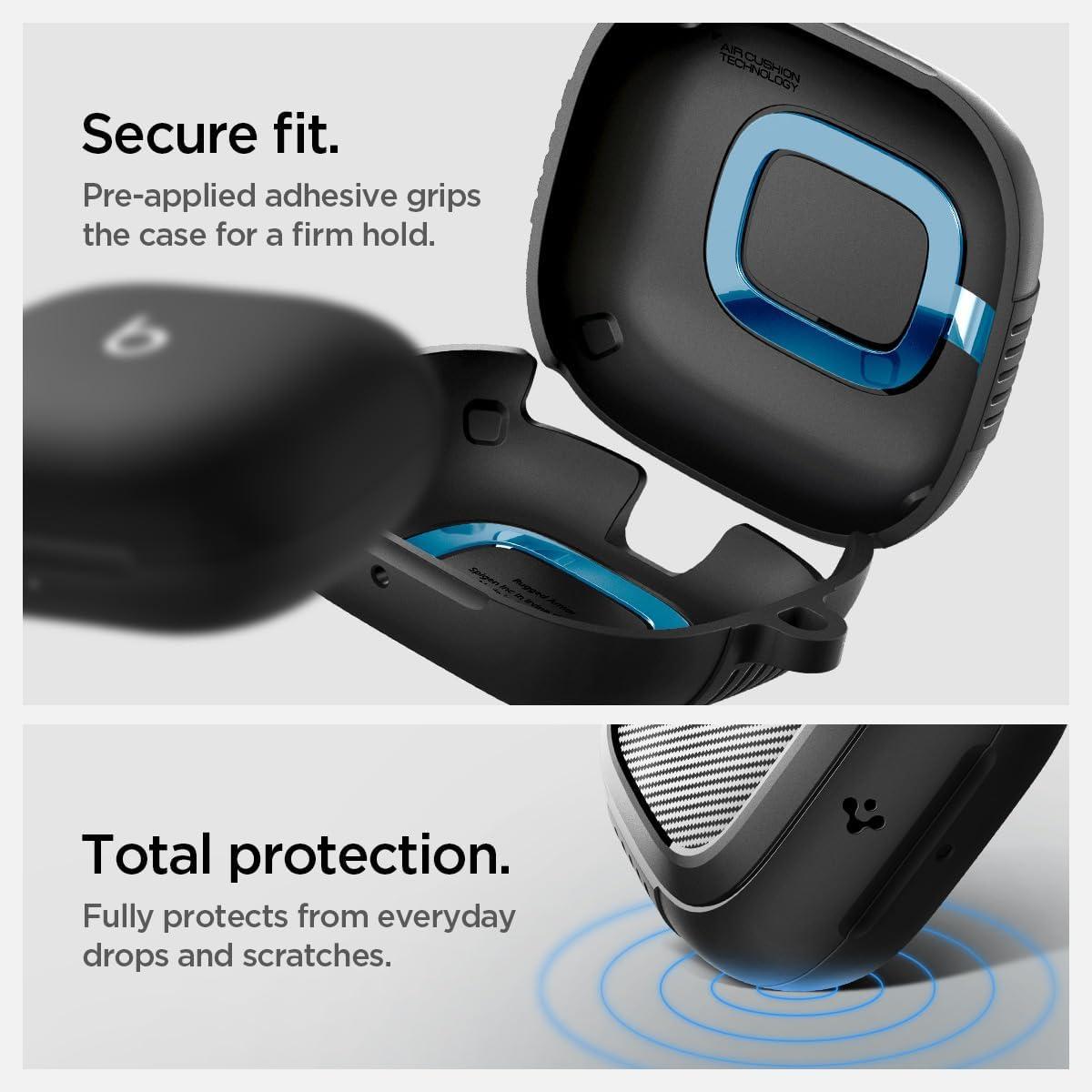 imageSpigen Rugged Armor Designed for Powerbeats Pro 2 Case 2025 Secure Protection Cover with Carabiner Matte BlackMatte Black