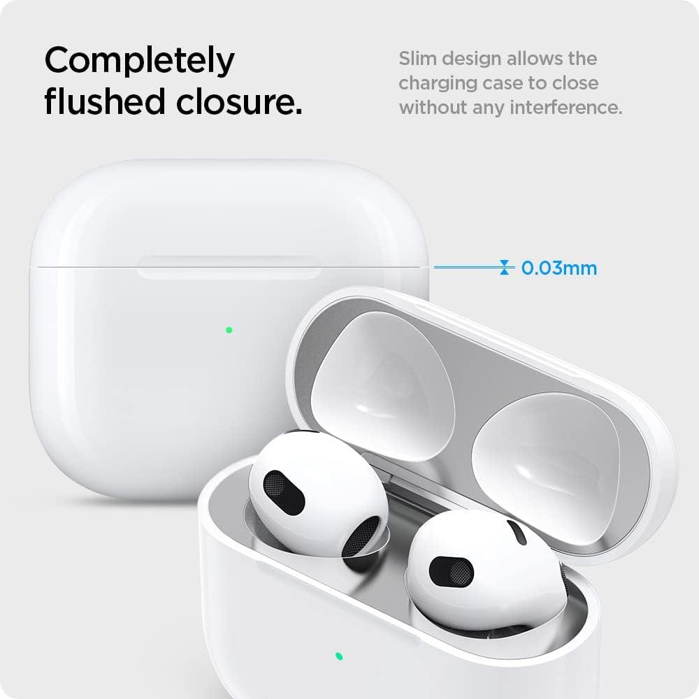 imageSpigen Shine Shield Designed for Airpods 3rd Generation 2021 AntiDust Sticker Dust Guard Metallic Silver
