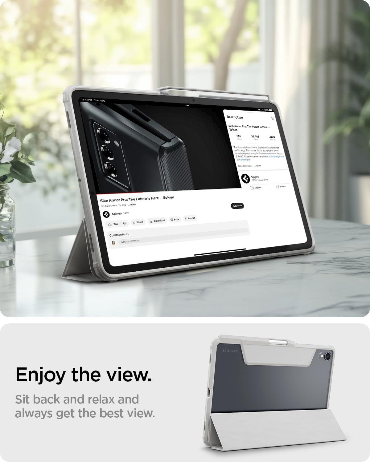 imageSpigen for Galaxy Tab S11 Ultra Case 2025 Ultra Hybrid Pro Protective TriFold Cover with Transparent Back and S Pen Holder 146 inch BlackGray