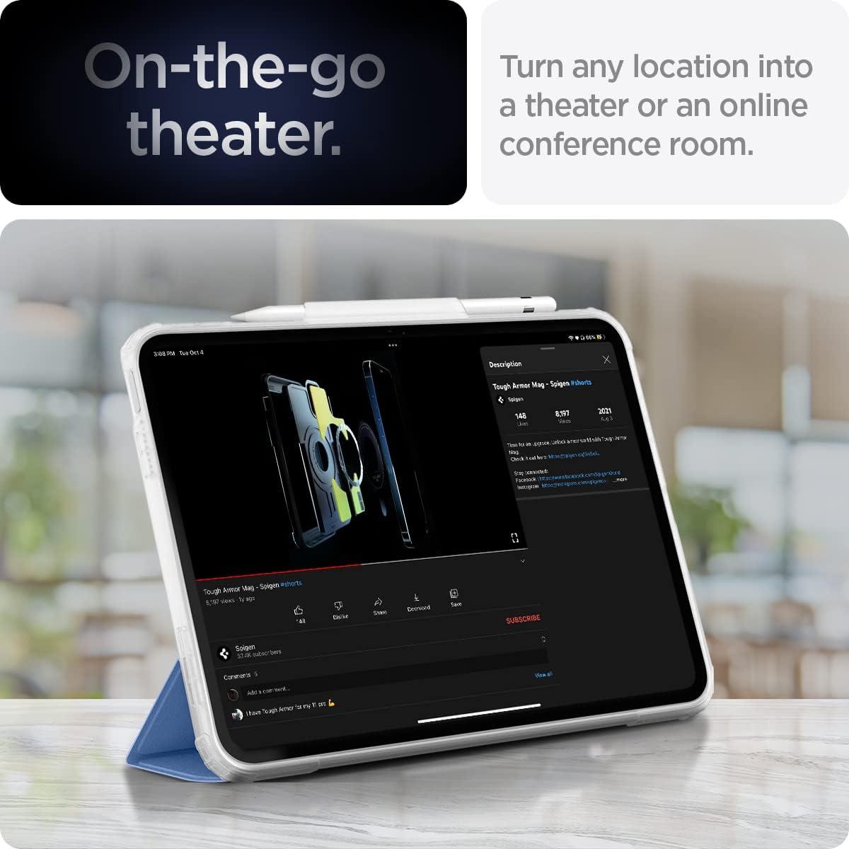 imageSpigen for iPad 11th Generation Case A16 2025 iPad 10th Generation Case 2022 109 inch Ultra Hybrid Pro Protective TriFold Cover with Transparent Back and Pencil Holder BlackCorn Flower Blue