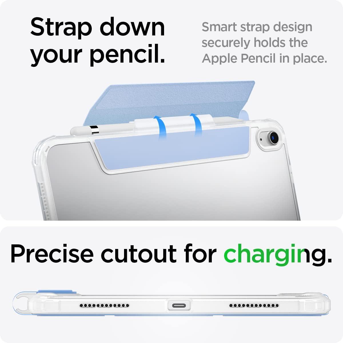 imageSpigen for iPad 11th Generation Case A16 2025 iPad 10th Generation Case 2022 109 inch Ultra Hybrid Pro Protective TriFold Cover with Transparent Back and Pencil Holder BlackCorn Flower Blue